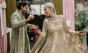 Arissa Khan Shines in Mirror-Embellished ITRH Couture at Mehendi